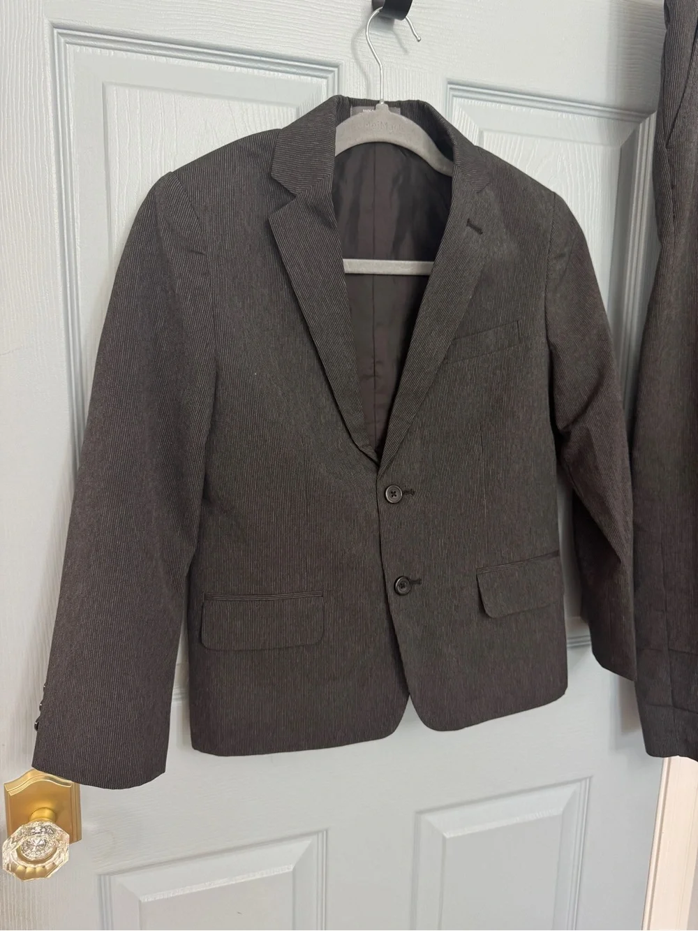 Van Heusen Boys 10 Husky Black Gray Striped 2 Pc Suit Jacket Pants Set
